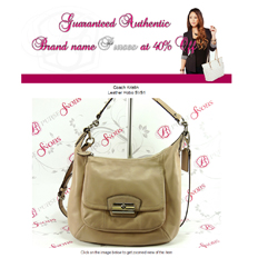 A sample template of an ad for a bags site featuring a cream colored two-way bag that can be worn as a tote or a sling bag