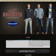 An ad template for a clothing website featuring the brand Hollister with a male model in three different clothes and poses 