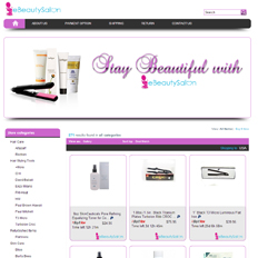 A sample of an eBay store design template for a beauty website that says 