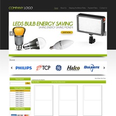 A sample website or store template for a lighting company selling LED bulbs and other light fixtures from different brands
