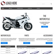 A sample website design for a motorcycle, parts, and accessories that says 