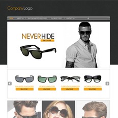 A sample of a web project for a sunglasses store that says 
