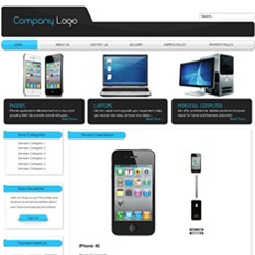A sample website or store template of a gadget business showing Apple iPhone, and computers and laptops from other brands