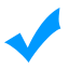 A small blue check mark symbol signifying verified icon, submit, or chosen option 