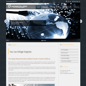 A sample website design for Data Installers with an edited picture of the earth and a text that states 