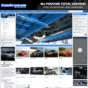 A sample website for a cars and auto parts business with a man in black shirt and white gloves fixing the bottom of a car