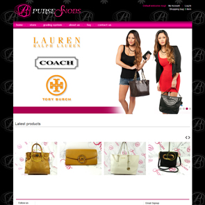 A sample of an ad template for a bags and accessories website showing a brown and black luxury shoulder bag with 2 models
