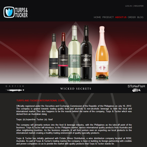 Sample web design for an alcoholic and non-alcoholic drinks store saying 